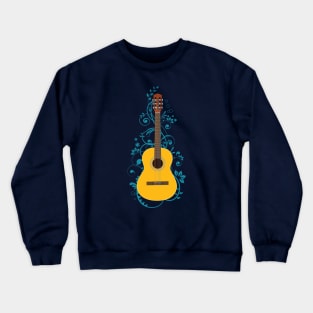 Classical Acoustic Guitar Flowering Vines Crewneck Sweatshirt